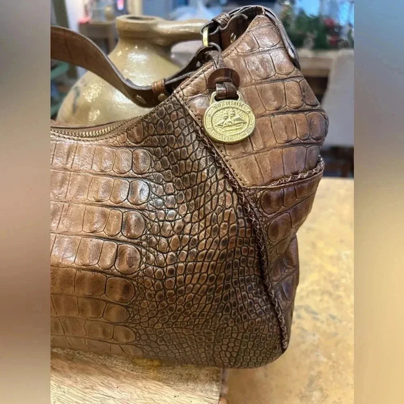 Brahmin Toasted Almond Anne Croc Handbag - Picture 4 of 16